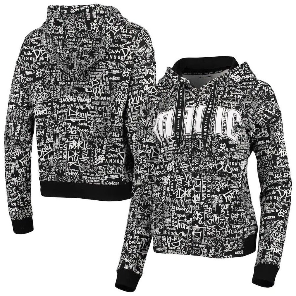 Womens Medium Orlando Magic Hoodie NBA Pullover DKNY Sport Sweatshirt Black